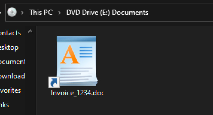 Invoice file is visible inside the ISO.